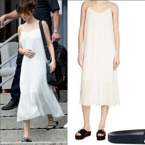 Maje Rogelio Ecru Pleated Midi Dress (Medium, Maje Size 2)